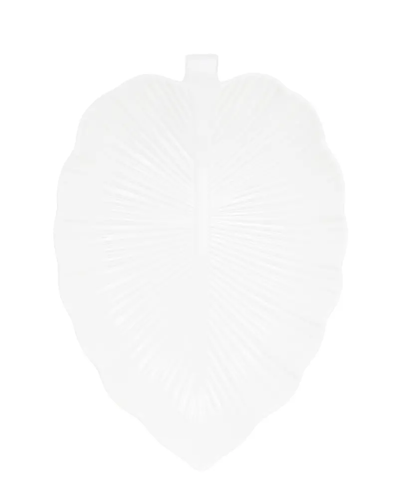 Glacier Isa Botanical Leaf Decorative Plate – 35 Cm, Glossy White 1