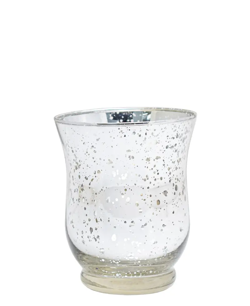 Glacier Mercury Hurricane Glass Hurricane Lamp – Metallic Silver Design 1