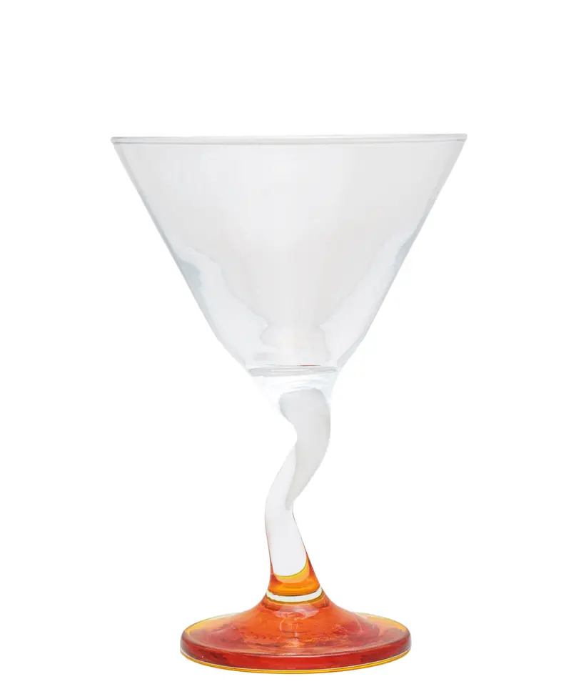 Glacier Zikzak Stemmed Martini Glass – Terracotta Orange 1