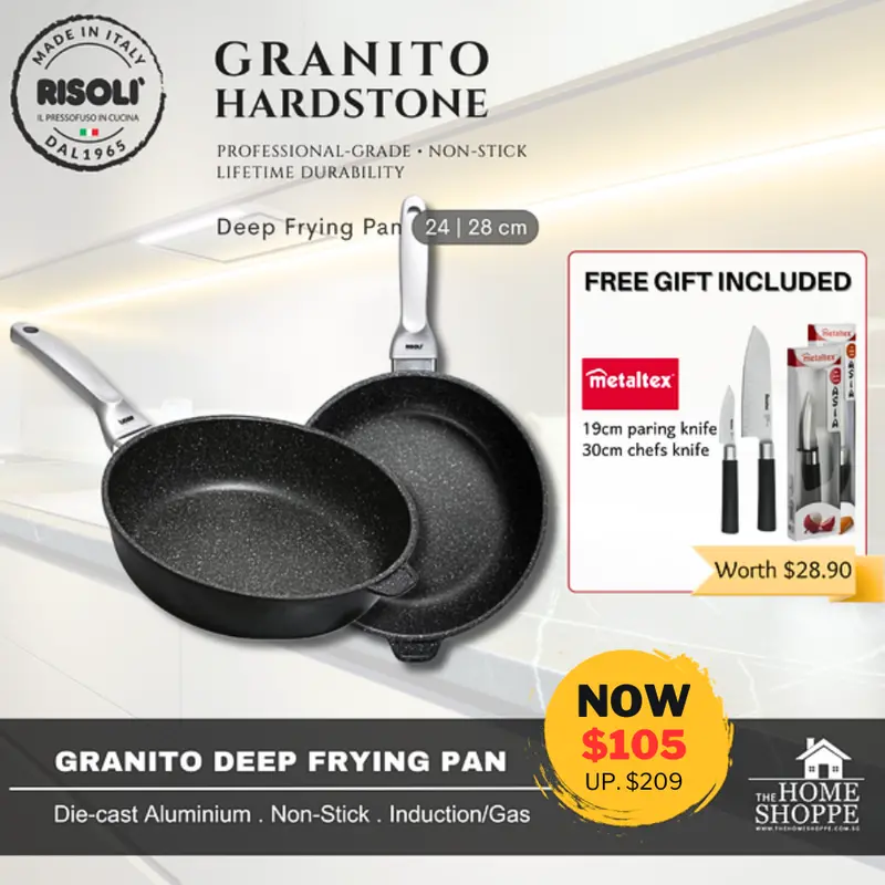 Granito Hardstone Deep Fry Pan For Induction — Includes Free Gift 1