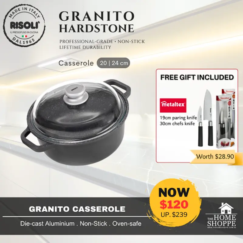 Granito Hardstone Premium Induction Casserole With Glass Lid — Includes Free Gift 1