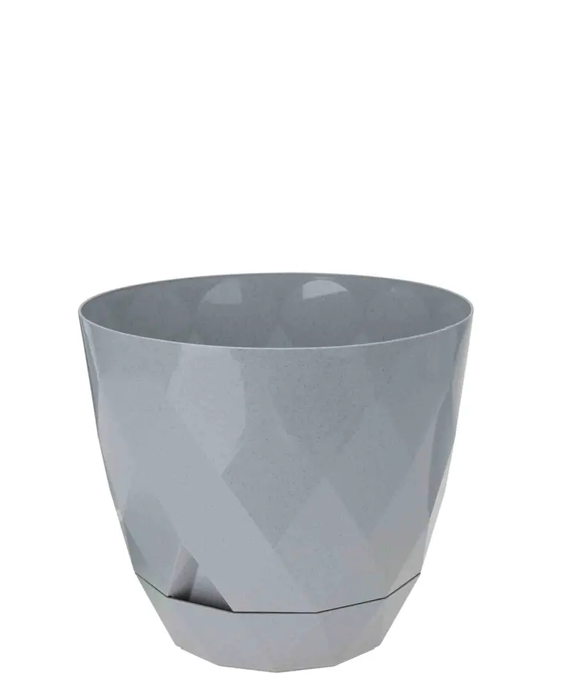 Grey Diamond-Embossed Urban Decor Ceramic Planter – 22Cm 1