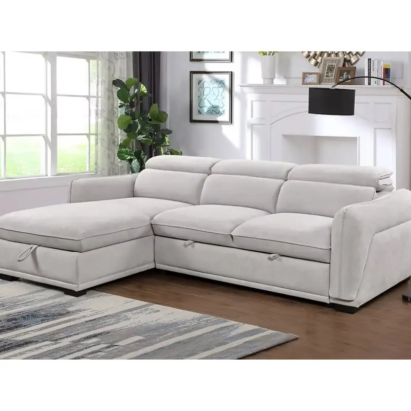 Grey Sofa Bed Sectional – Spacious L-Shape Convertible Unit (Model 9005) 1