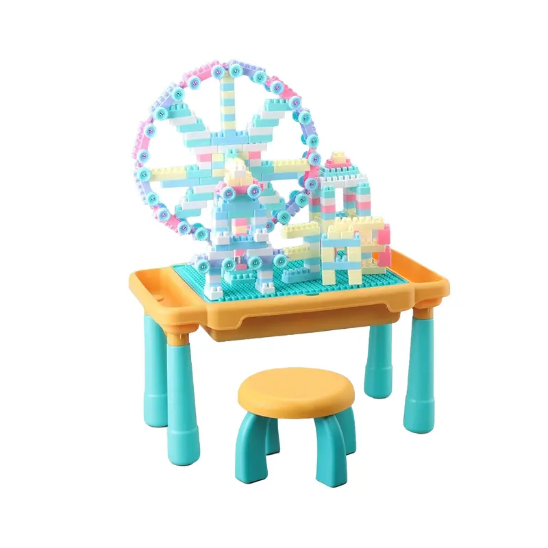 Heart-Decorated Modular Kids’ Activity Table With Building Features 1