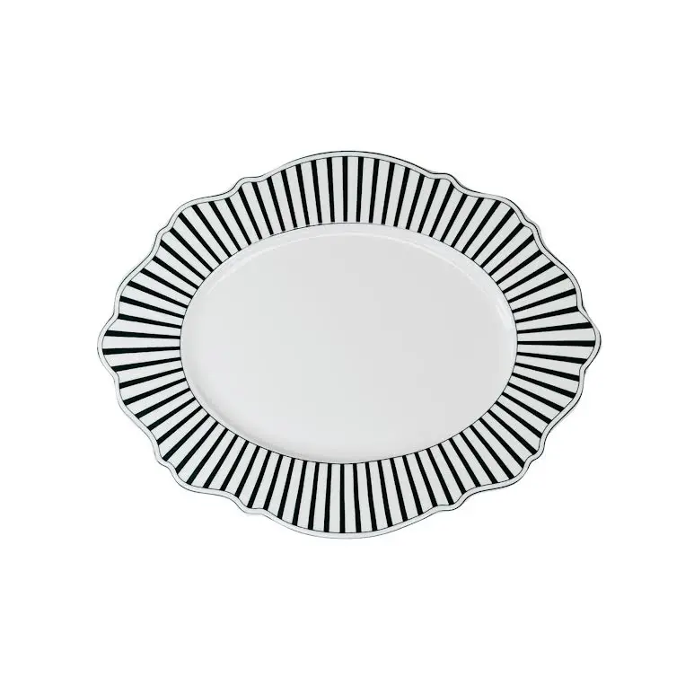 Ivory Noir 35Cm Oval Serving Platter – Monochrome Ceramic Tray By Jenna Clifford 1