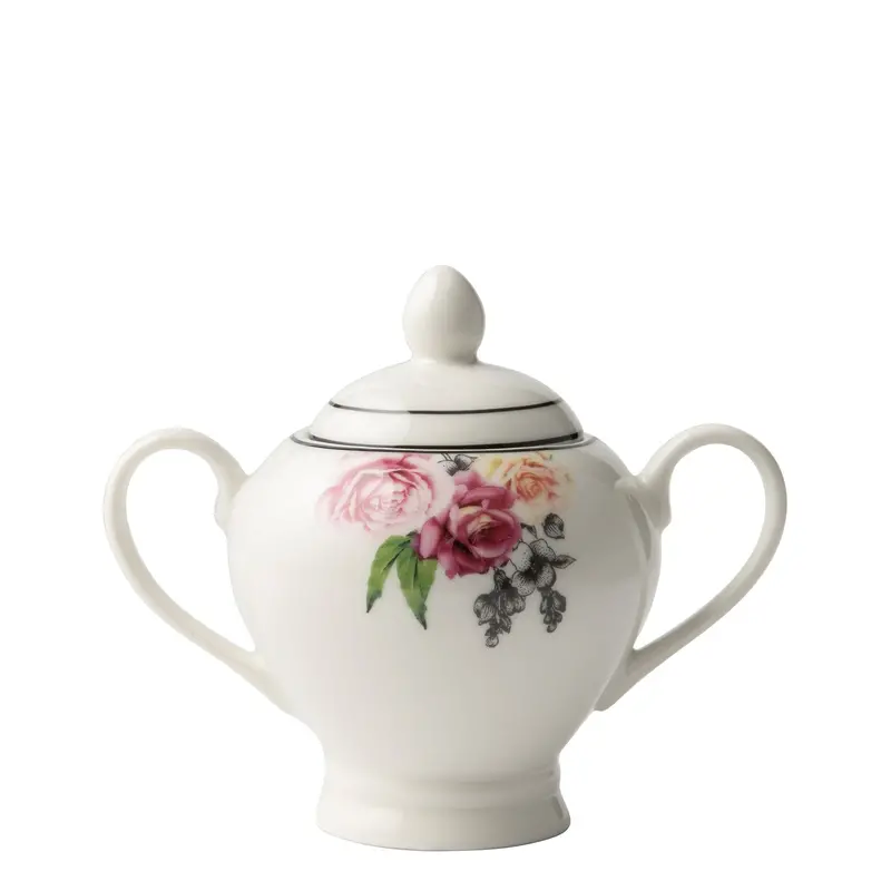 Jenna Clifford Wavy Rose White Sugar Pot 1