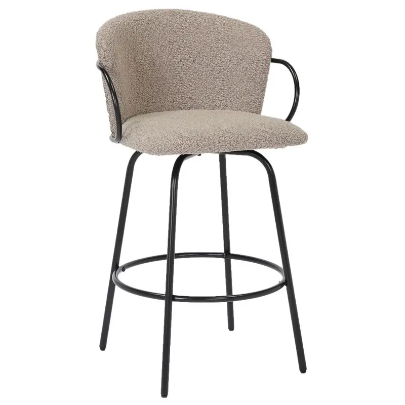 Kalani 26-Inch Swivel Counter Stools (Set Of 2) – Warm Grey & Black Design 1