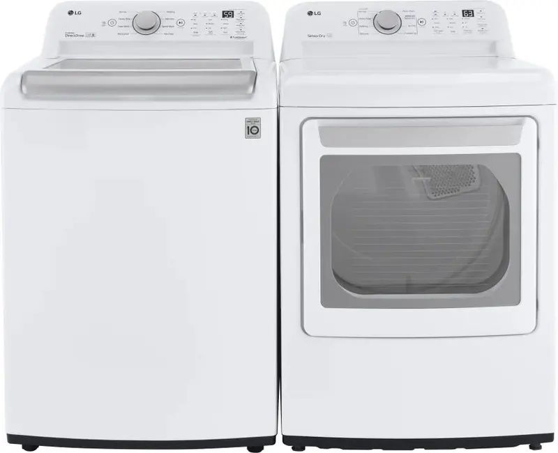 Lg 5.4 Cu. Ft. High-Capacity Top-Load Washer & Matching Electric Dryer (Wt7155Cw/Dle7150W) 1