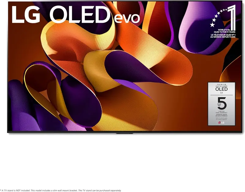 Lg 77" G4 Oled Evo 4K Smart Tv – Α11 Ai Processor, 144Hz, Hdmi 2.1, G-Sync, Dolby Vision & Atmos, Wall Mount Included (Oled77G4Wua, 2024) 1