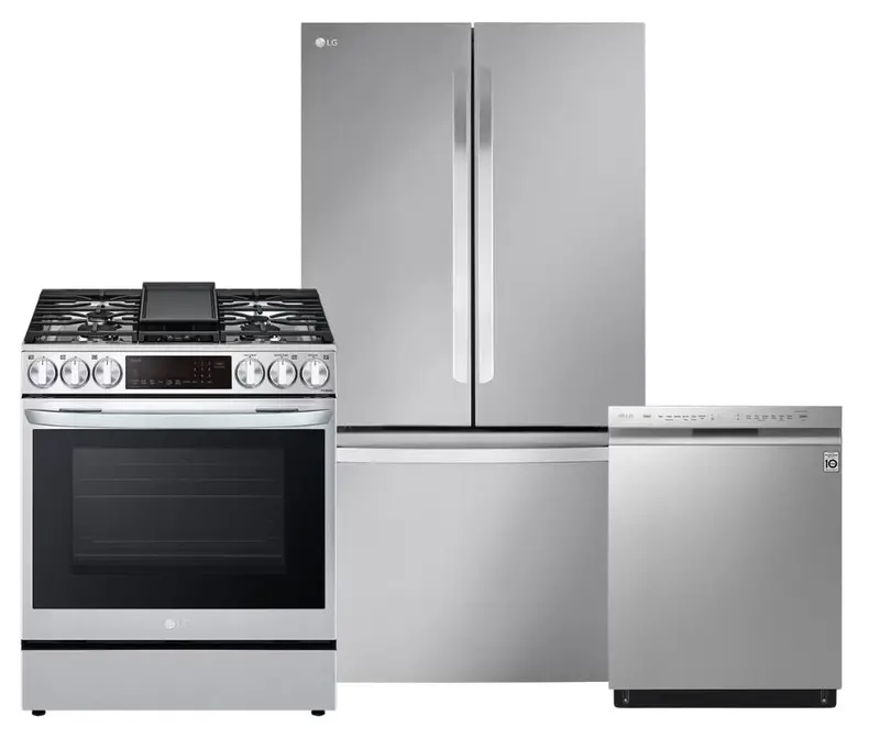 Lg Counter-Depth Refrigerator, Gas Range, And Dishwasher Bundle – Complete Kitchen Set 1