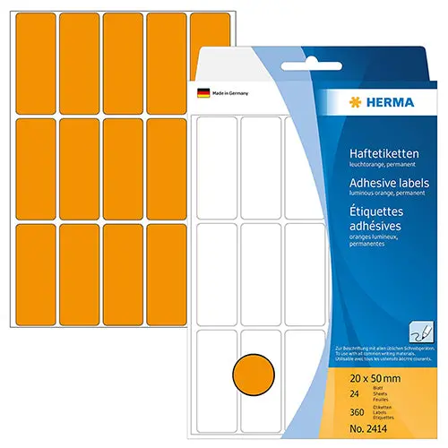 Luminous Orange Office Labels – 20 X 50Mm, Highly Visible Identification Tags (Code 2414) 1