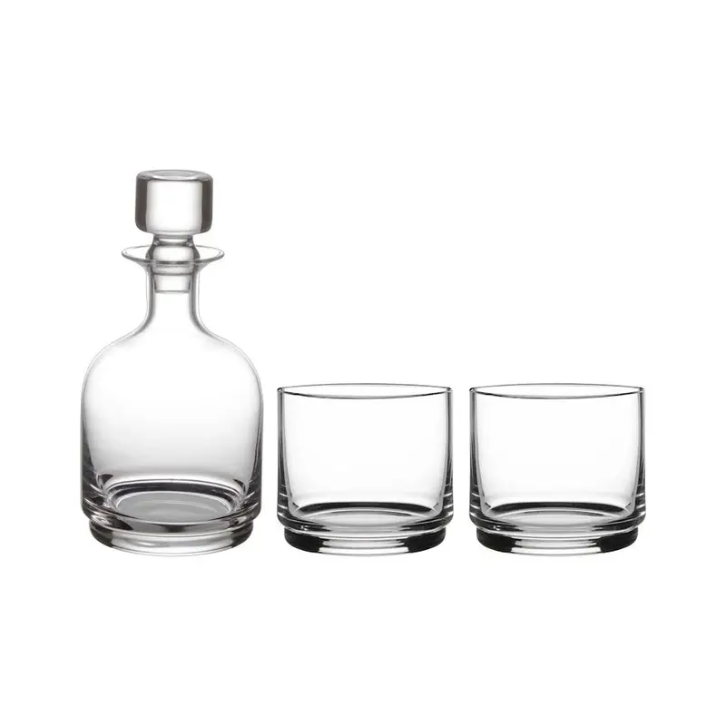 Maxwell & Williams Diamante Stacked Decanter Set – 3-Piece, Crystal-Clear Glass 1