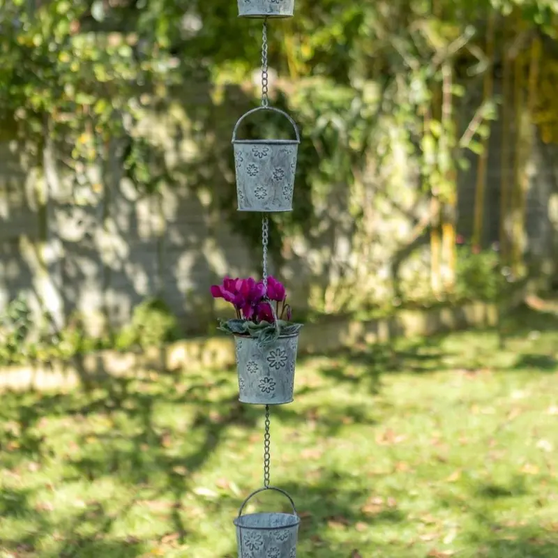 Metal Pail Rain Chain For Gutters 1