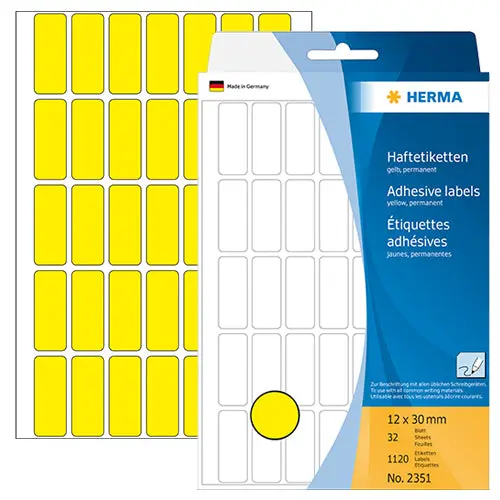 Mini Yellow Office Labels – 12 X 30Mm, Bright Compact Adhesive Tags For Visual Tracking (Code 2351) 1