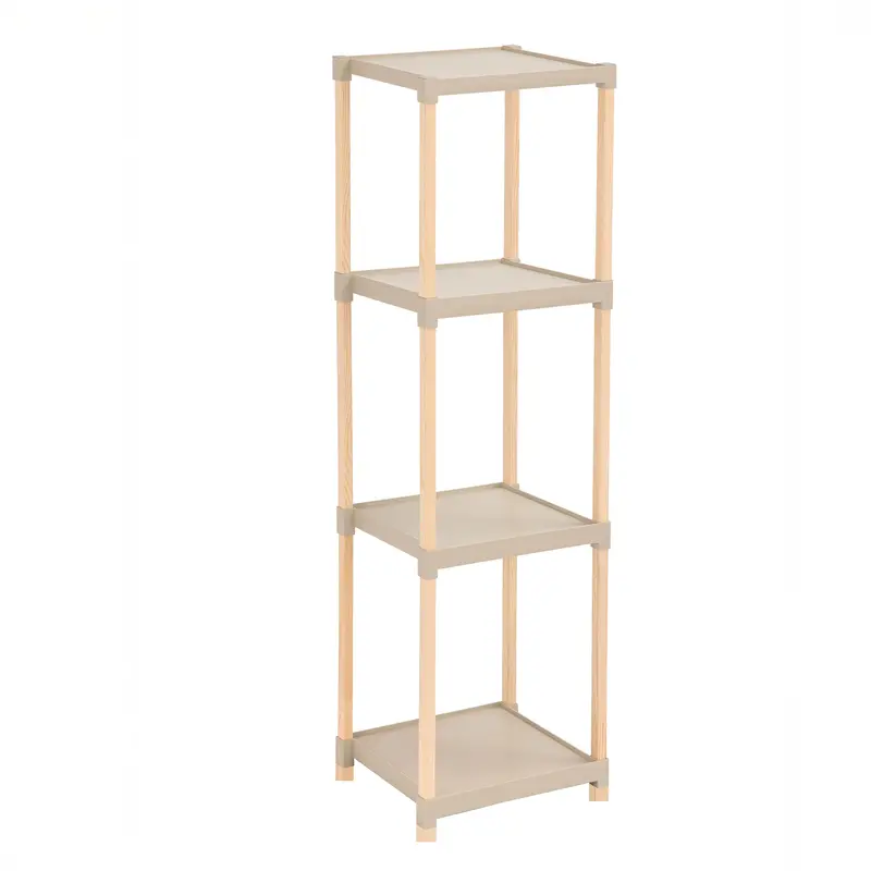Mira 28 Cm Four-Tier Beige Plastic Shelf – Modular Storage Solution 1