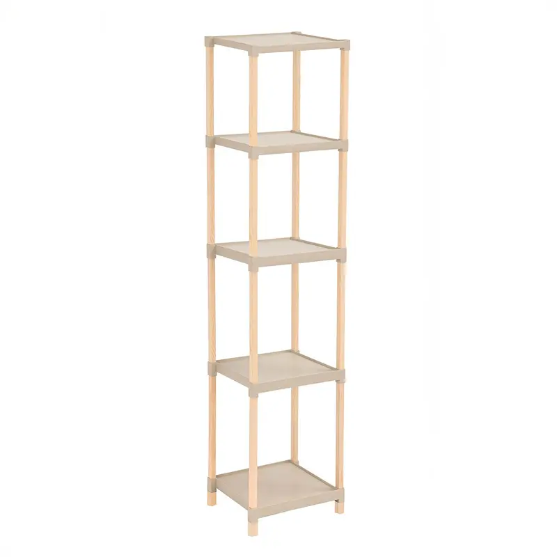 Mira Compact 28 Cm Five-Tier Plastic Shelf – Beige Space-Saving Organizer 1