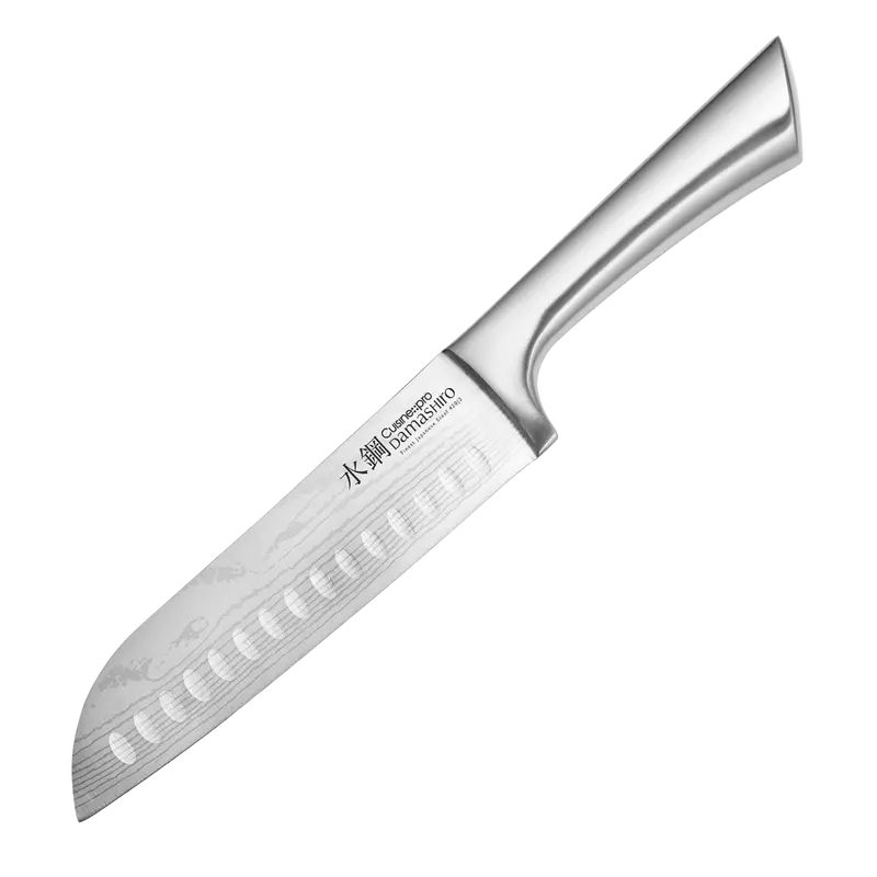 Monogrammed Cuisine::Pro Damashiro Emperor Santoku Knife (6.5") + Acacia Cutting Board 1