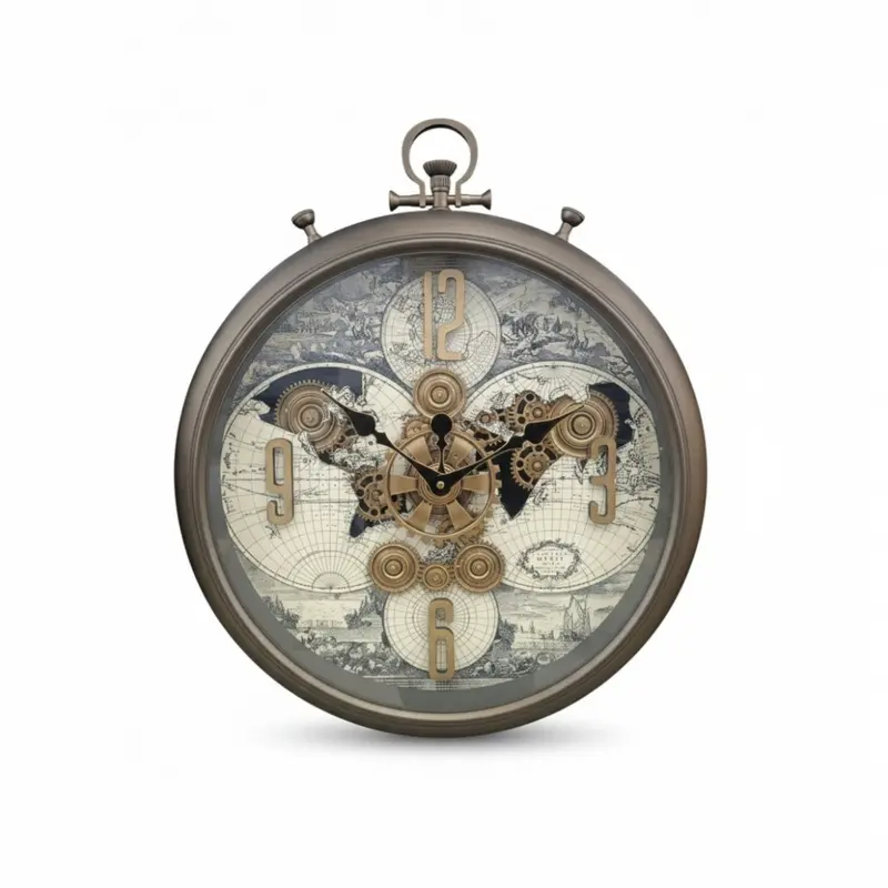 Multicolored Gear-Style Wall Clock With Mechanical Aesthetic 1