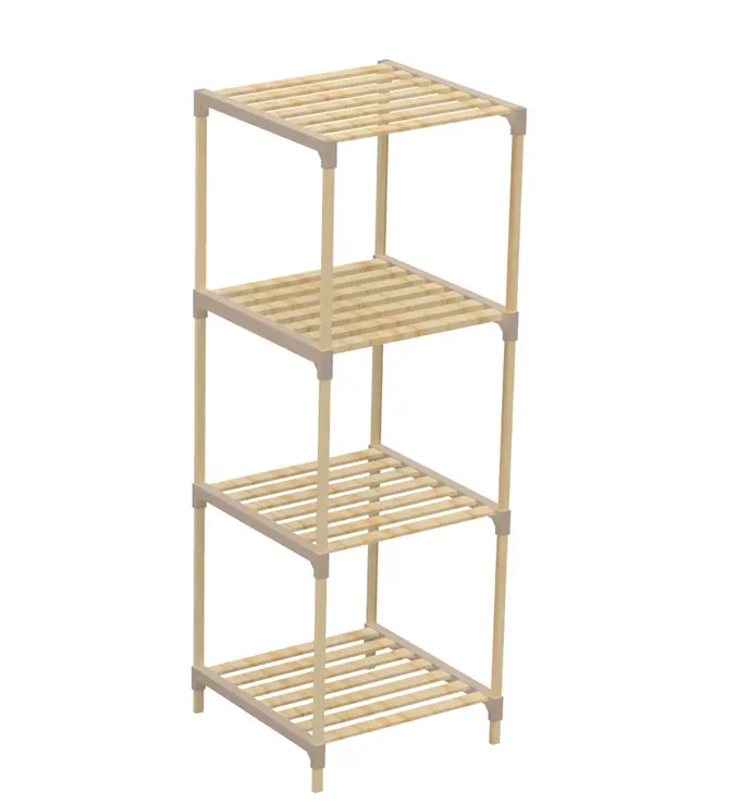 Nex 41 Cm Four-Tier Wooden Shelf – Beige Multipurpose Storage Unit 1