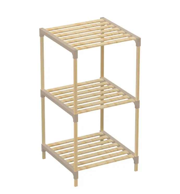 Nex 41 Cm Three-Tier Wooden Shelf – Beige Space-Efficient Organizer 1