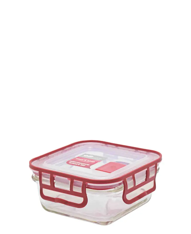 O2 Airtight 360Ml Cook & Keep Food Storage Container – Clear Body With Red Lid 1