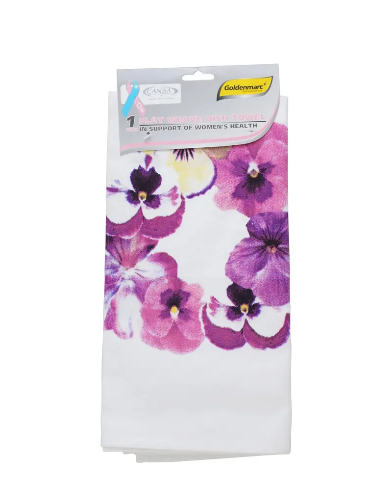 O2 Cansa Flower-Printed Dishcloth – Purple Cotton Blend 1
