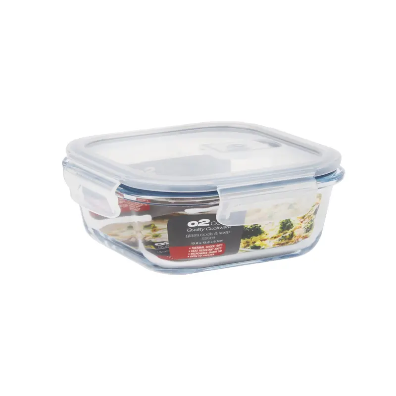 O2 Cook & Keep Rectangular Food Container – 550Ml, Clear 1