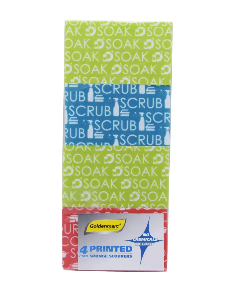 O2 Four-Piece Printed Sponge Set – Colorful Assorted Cleaning Tools 1