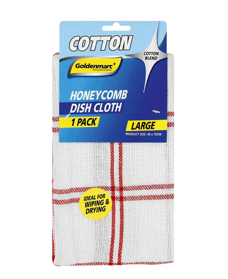O2 Large Honeycomb Texture Dishcloth – White And Red 1