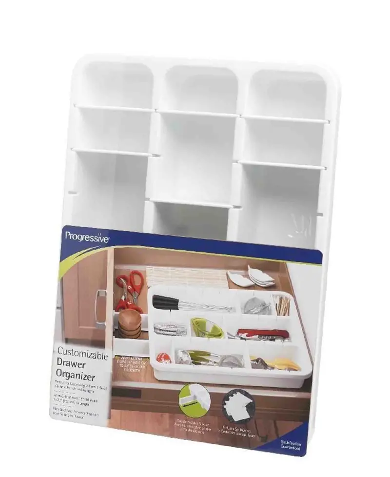 Progressive Modular Drawer Organizer – Adjustable White System 1
