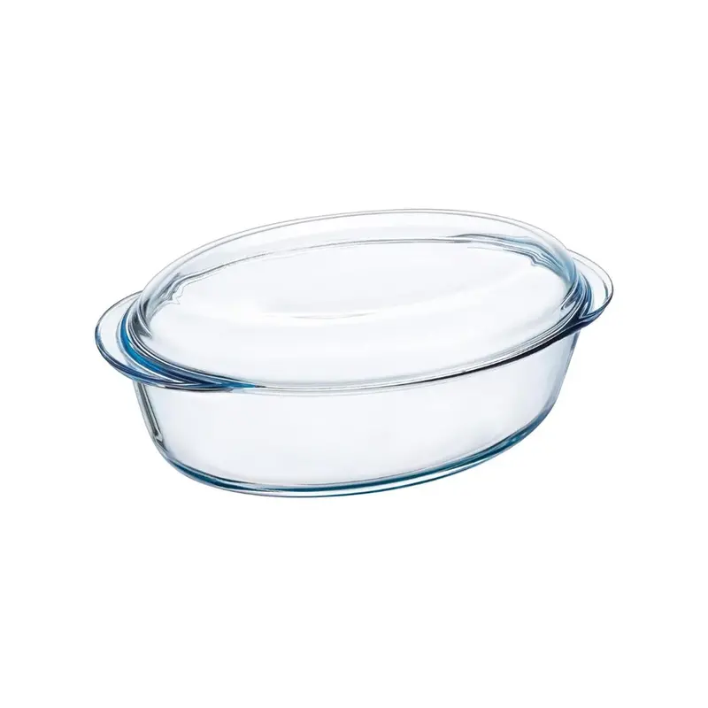 Pyrex Essentials 4L Oval Glass Casserole Dish With Lid – Clear 1