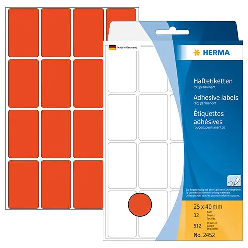Red Multi-Purpose Office Labels – 25 × 40 Mm (Pack Of 2452) 1