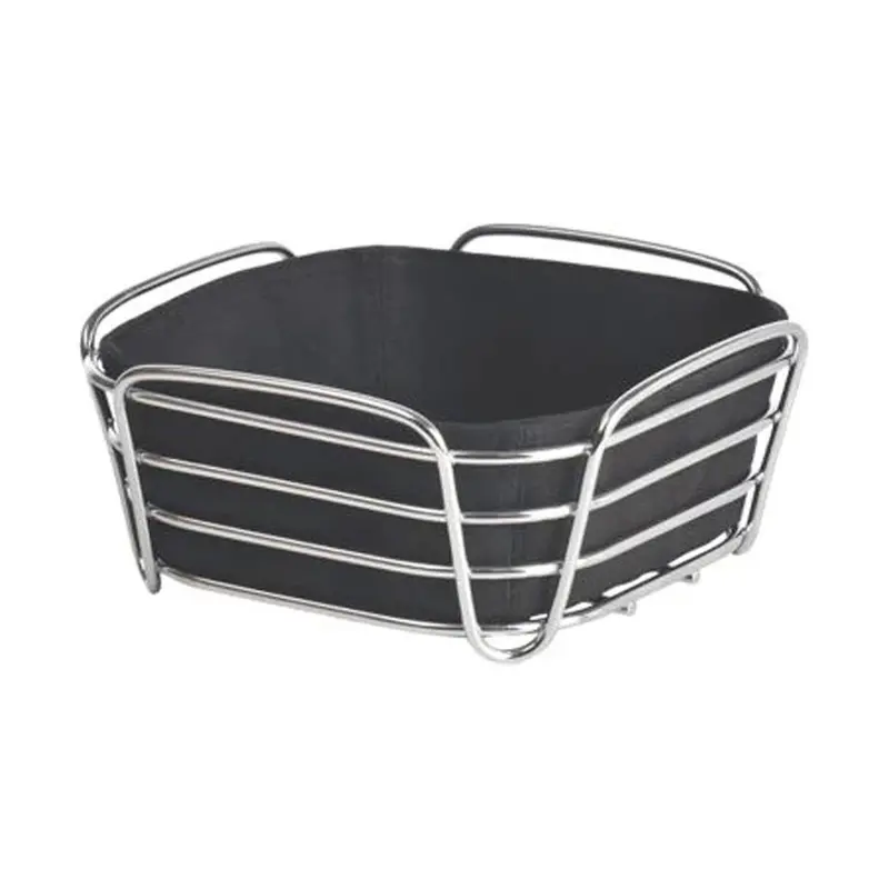 Regent Square Black And Silver Wire Bread Basket With Canvas Liner 1