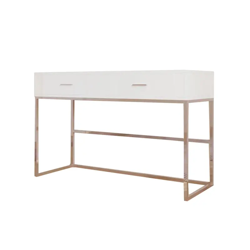 Rose Gold Accented White Dressing Table By Exotic Designs 1