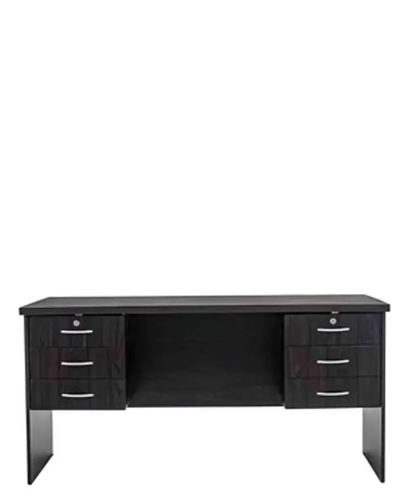 The Office 6-Drawer Executive Desk – Rich Dark Brown Woodgrain 1