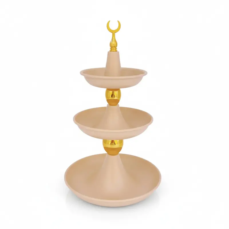 Three-Tier Cream-And-Gold Cake Display Stand 1