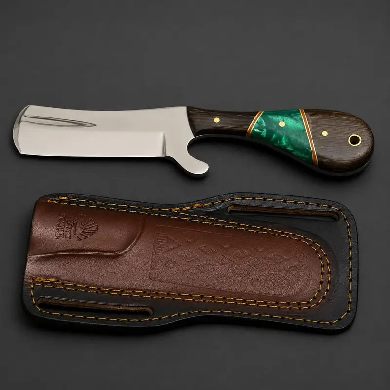 Tk-515 Titan Malachite Range Cowboy Cutter – Wenge & Malachite Inlay, Engraved Sheath 1