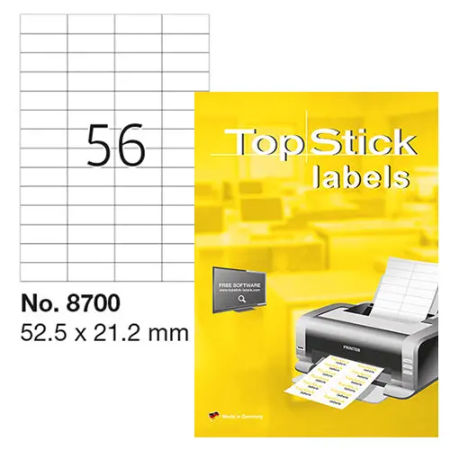 Top Stick Adhesive Labels – 52.5Mm × 21.2Mm, Pack Of [Qty], Model 8700 1
