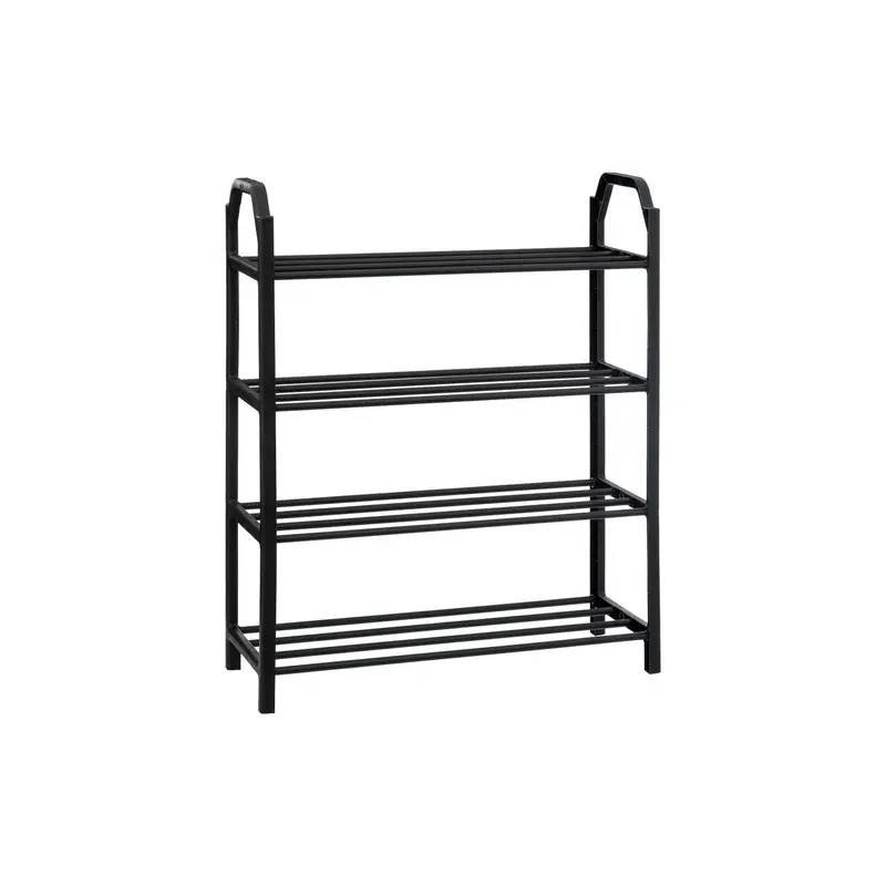 Urban Decor Space-Saving 4-Tier Stackable Shoe Organizer – Black 1