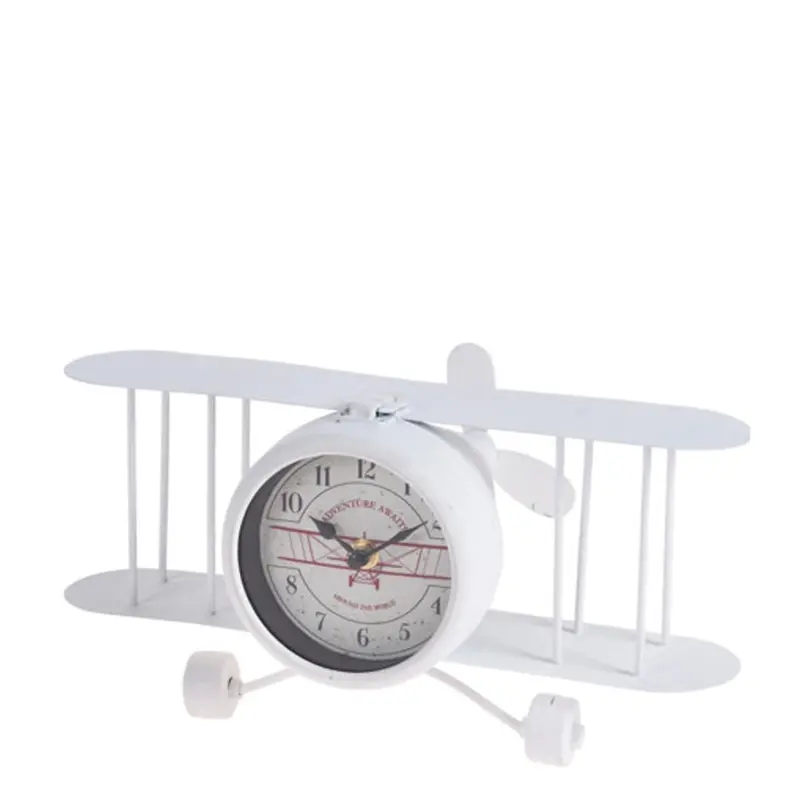 Urban Decor Vintage Airplane-Themed Wall Clock – White Retro Design 1
