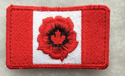 Velcro Canadian Flag Patch With Central Poppy Embellishment 1