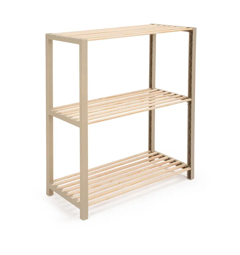 Voro 65 Cm Three-Tier Wooden Shelf – Multipurpose Natural-Finish Storage Unit 1