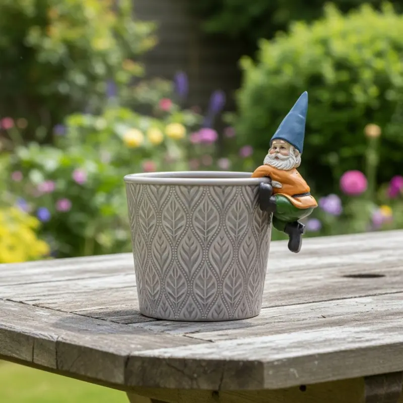 Whimsical Ceramic Gnome Planter Hanger 1
