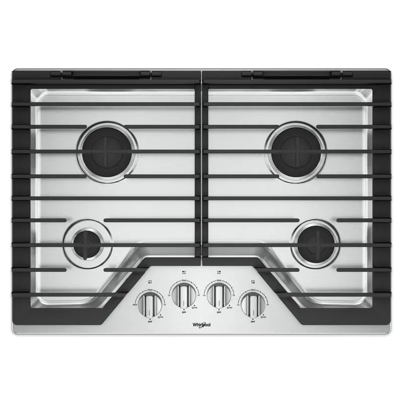 Whirlpool 30" Gas Cooktop – Ez-2-Lift Hinged Cast-Iron Grates, Stainless Steel 1