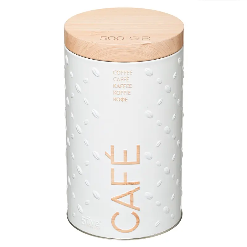 White Metal Coffee Storage Canister – Airtight Five-Litre Design 1