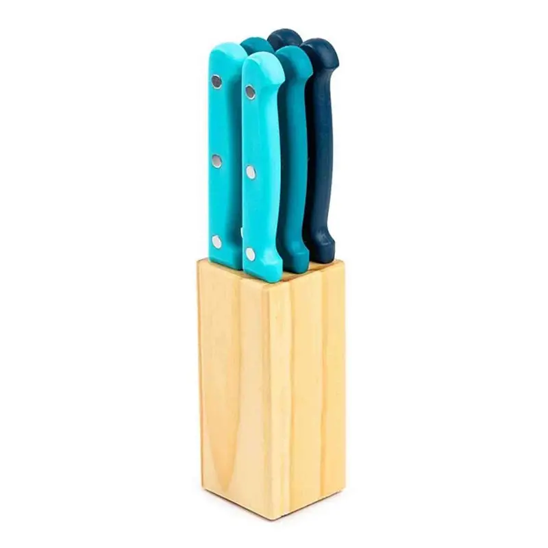 Wooden Block Set With Assorted Steak Knives 1