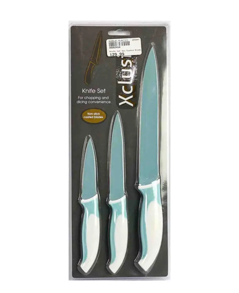 Xclusiv Blue-Toned 3-Piece Chef Knife Set – Ergonomic Handles 1